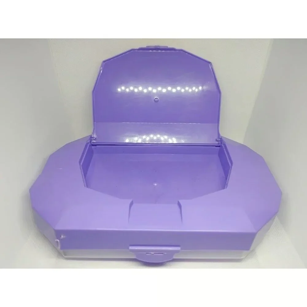Sterilite Small Pencil Box Plastic, Clear/Purple Fair Condition